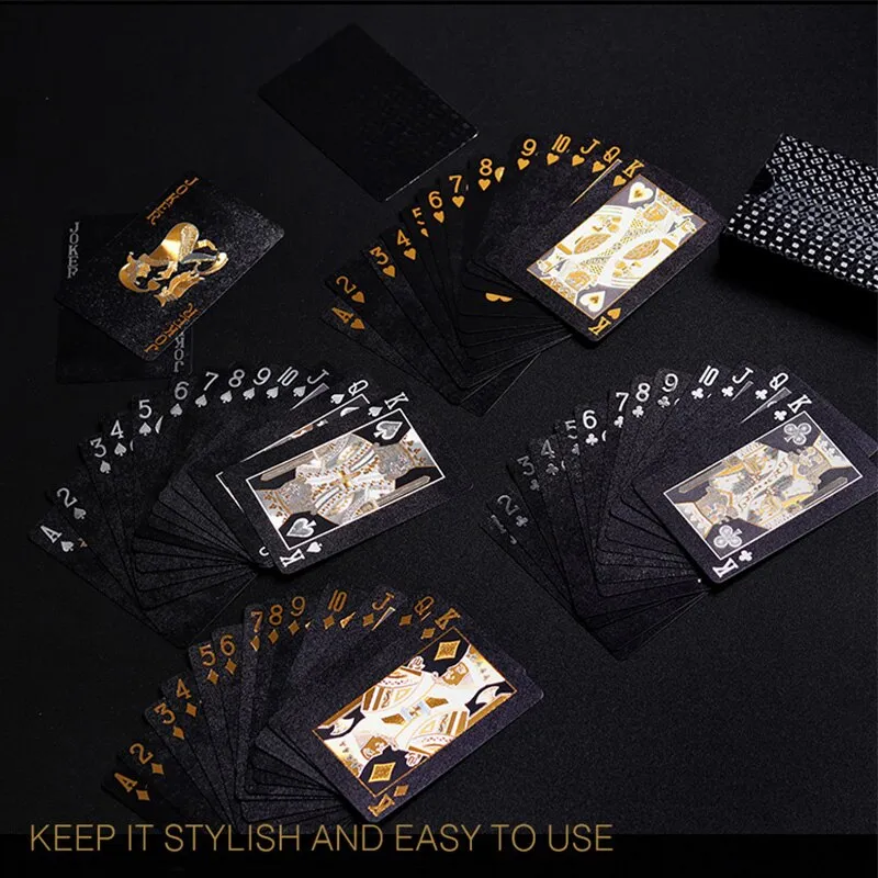 Black Gold Waterproof Playing Cards: Magic Poker Suit