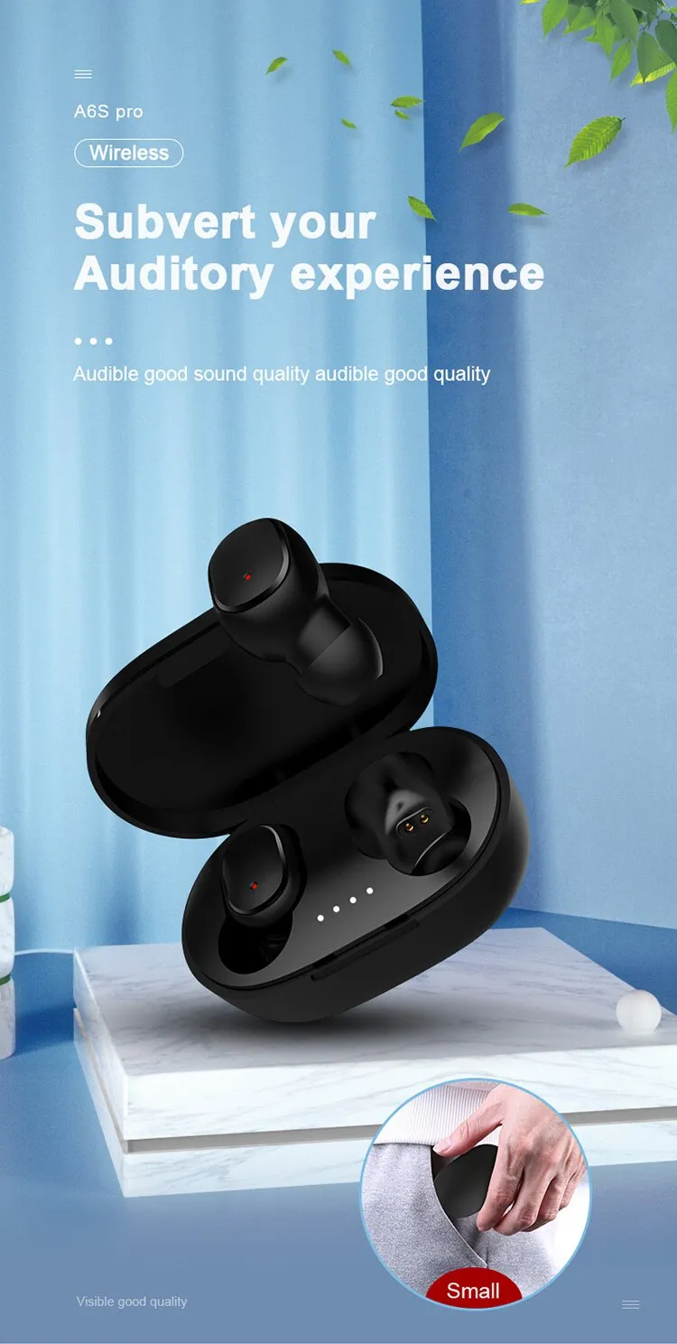 Original A6S TWS Wireless Earphones: Bluetooth Headphones