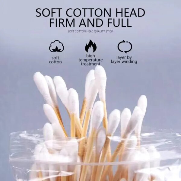 59816-smw51p.jpg 100pcs Per Pack, 5 Packs, Double-Ended Cotton Swabs: Baby Ear Cleaning Sticks