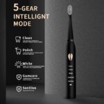 Jianpai Classic Acoustic Electric Toothbrush: 5-Gear Mode, USB Charging
