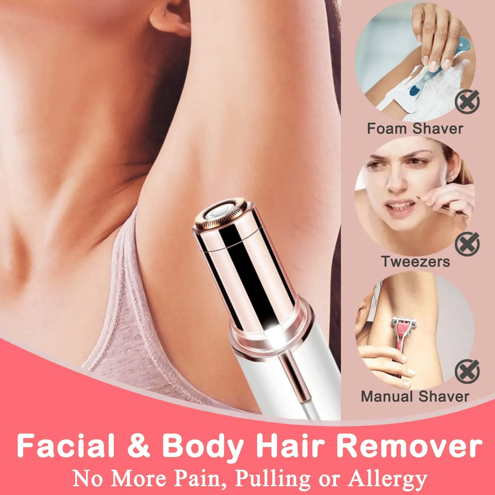 Portable Electric Hair Remover: Painless Facial Hair Removal