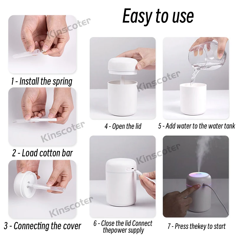 300ml H2O Air Humidifier: Portable USB Aroma Diffuser