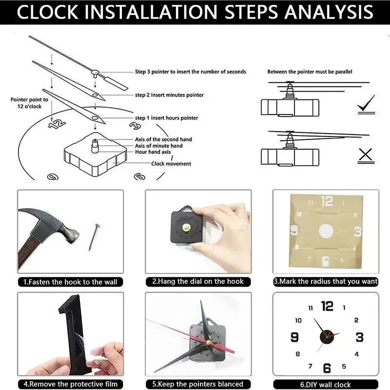 Creative Frameless DIY Wall Clock: Silent Home Office Decoration