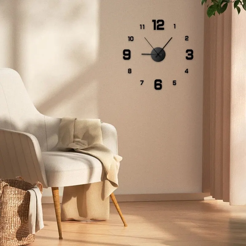 Creative Frameless DIY Wall Clock: Silent Home Office Decoration