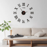 Fashionable Large Round 3D Acrylic Wall Clock: Roman Numerals Mirror Design