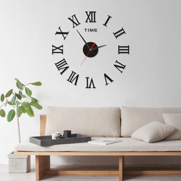 60124-jwqtxg.png Fashionable Large Round 3D Acrylic Wall Clock: Roman Numerals Mirror Design