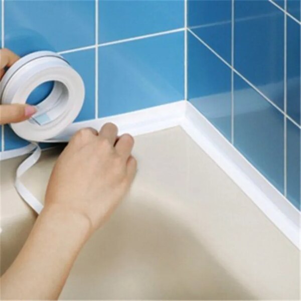 60140-qi10ow.jpg Bathroom Waterproof PVC Wall Sticker: Adhesive Sealing Strips