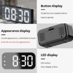 LED Mirror Digital Alarm Clock: Desktop Electronic Table Clock
