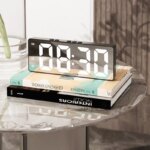 LED Mirror Digital Alarm Clock: Desktop Electronic Table Clock