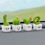 Set of 4 Resin Succulent Cactus Mini Green Plants: Home Office Crafts