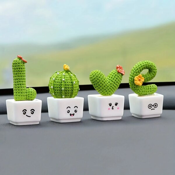 60219-3b7jsw.jpg Set of 4 Resin Succulent Cactus Mini Green Plants: Home Office Crafts