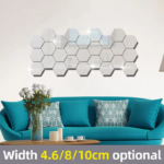 24pcs/set 3D Acrylic Hexagonal Mirror Wall Decals: DIY Self-adhesive Geometric Decor