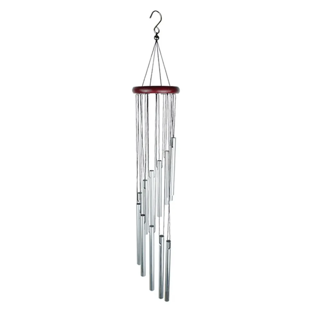 1 Piece 12 Tubes Aluminum Alloy Wind Chime with Hook: Gold/Silver Bells for Home Decoration