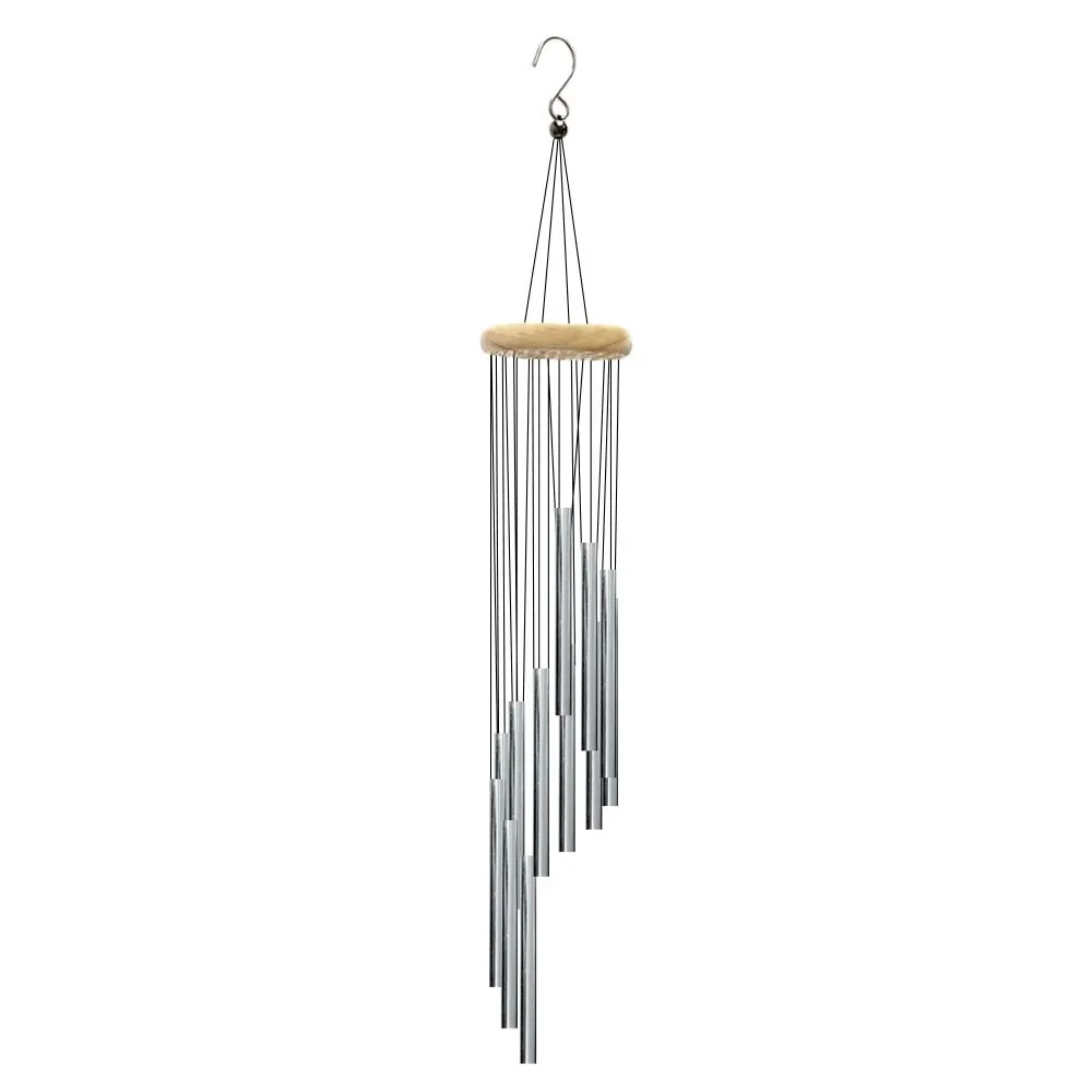 1 Piece 12 Tubes Aluminum Alloy Wind Chime with Hook: Gold/Silver Bells for Home Decoration