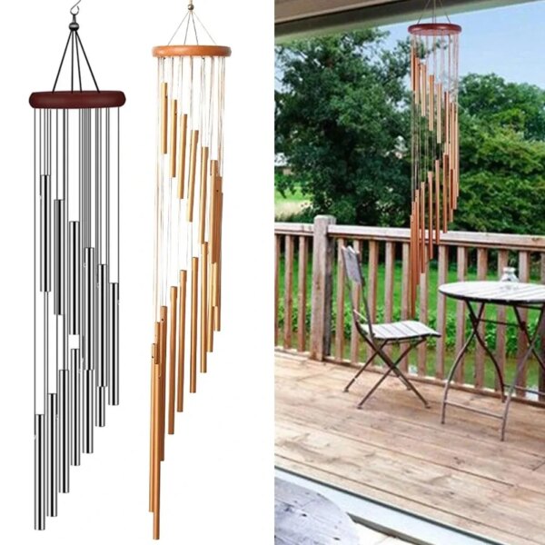 60271-u3ae7x.jpg 1 Piece 12 Tubes Aluminum Alloy Wind Chime with Hook: Gold/Silver Bells for Home Decoration