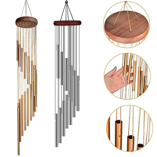 60271-ug1myo.jpg 1 Piece 12 Tubes Aluminum Alloy Wind Chime with Hook: Gold/Silver Bells for Home Decoration