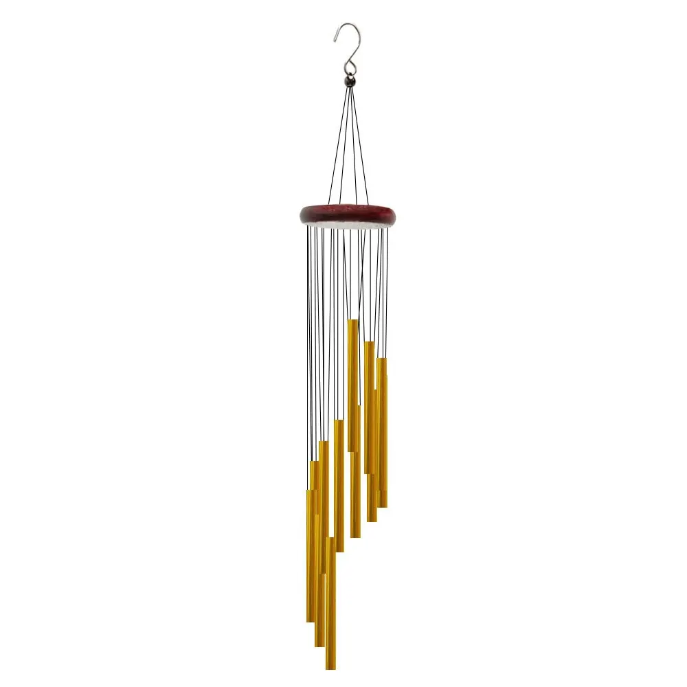 1 Piece 12 Tubes Aluminum Alloy Wind Chime with Hook: Gold/Silver Bells for Home Decoration