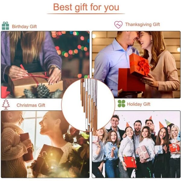 60271-wppx3x.jpg 1 Piece 12 Tubes Aluminum Alloy Wind Chime with Hook: Gold/Silver Bells for Home Decoration