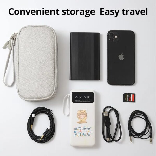 60325-na3q85.jpg Pink/Grey/Black/Navy Travel Portable Digital Product Storage Bag: USB Data Cable Organizer