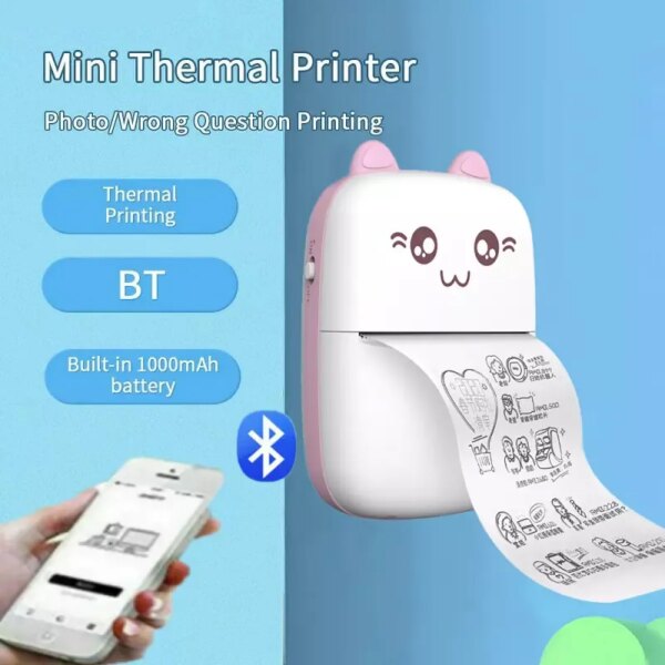 60396-nhu0o8.jpg Portable Thermal Printer: Mini Wireless BT 203dpi Photo Label Memo Printing