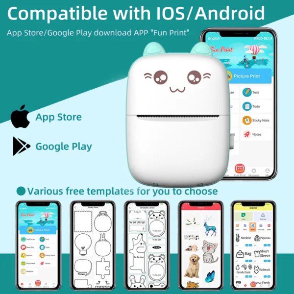 60396-y5h6z0.jpg Portable Thermal Printer: Mini Wireless BT 203dpi Photo Label Memo Printing