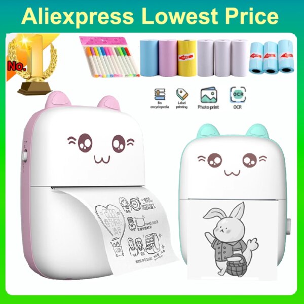 60549-uuaa28.jpg Portable Mini Thermal Printer: Wireless BT 200dpi Photo Label Memo Printing, No Ink Needed