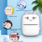 Portable Mini Thermal Printer: Wireless BT 200dpi Photo Label Memo Printing, No Ink Needed