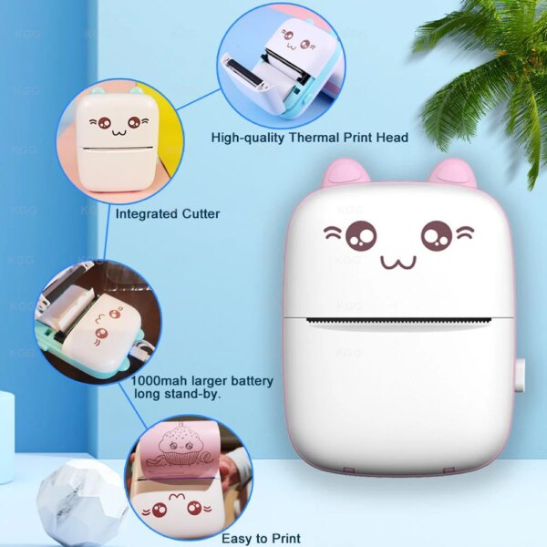 60549-ytsrkm.jpg Portable Mini Thermal Printer: Wireless BT 200dpi Photo Label Memo Printing, No Ink Needed