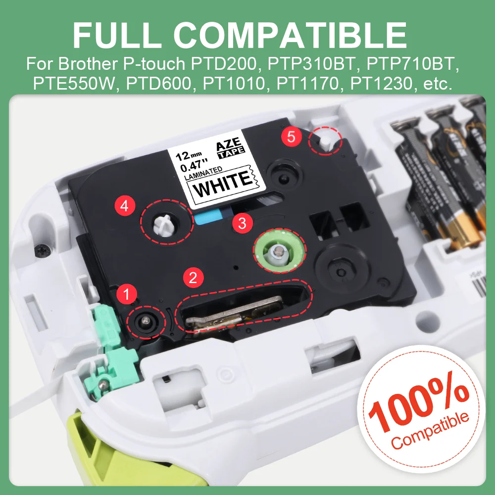 231 Label Tape: Compatible with tze231 Brother Tape 12mm, 18mm, 24mm, 221, 241, 251 for Brother Label Printers PTH110, PTD600, P710BT