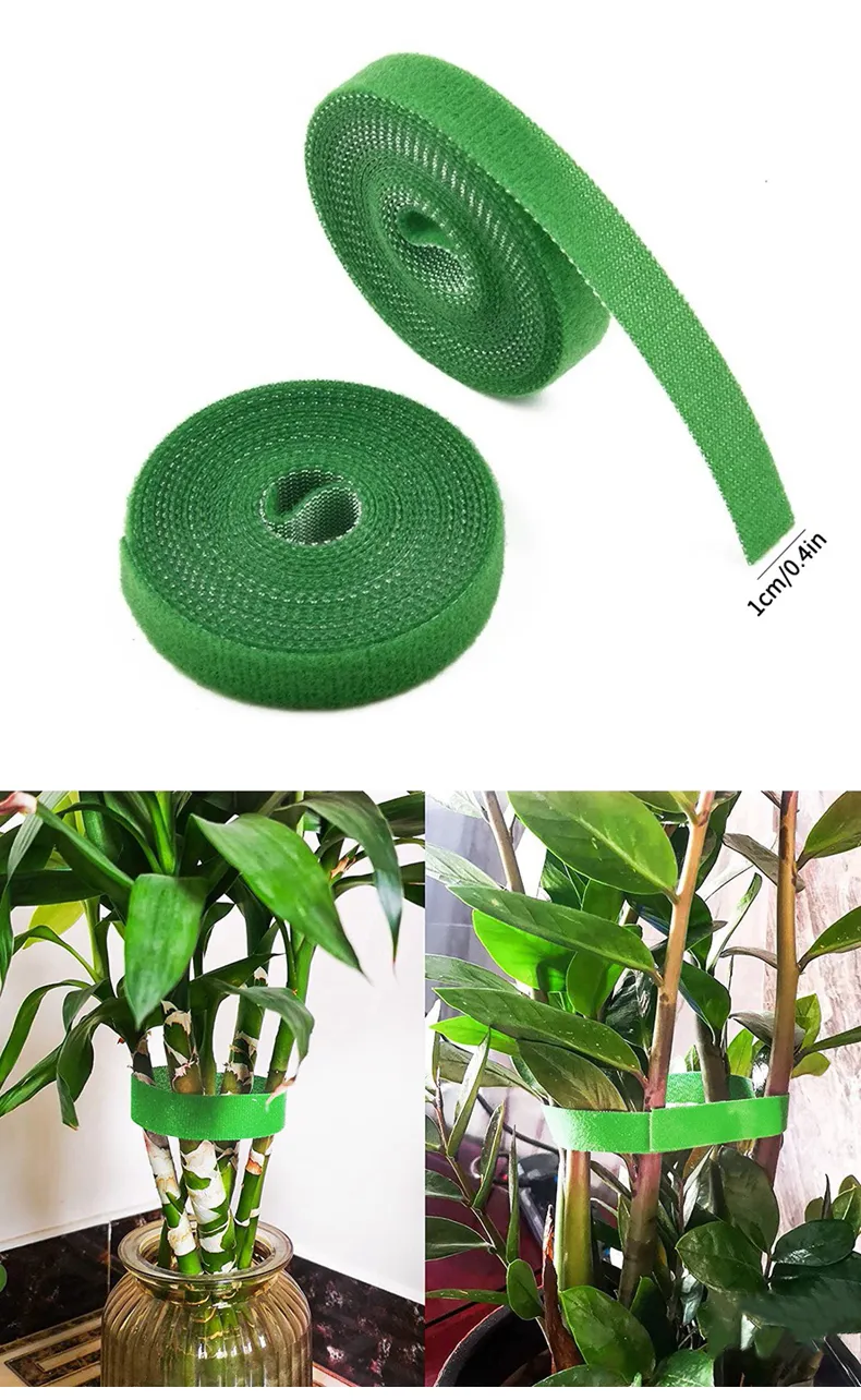 Green Garden Twine: 3 Rolls Plant Ties, Nylon Bandage for Bamboo Cane Support