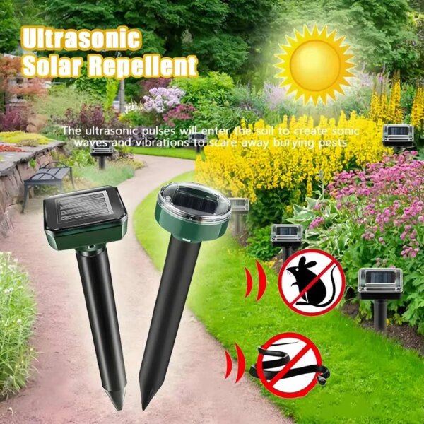60985-xs7gzy.jpg Solar Ultrasonic Rat Repellent: Built-in Buzzer, Outdoor Garden Lawn Snake Repellent