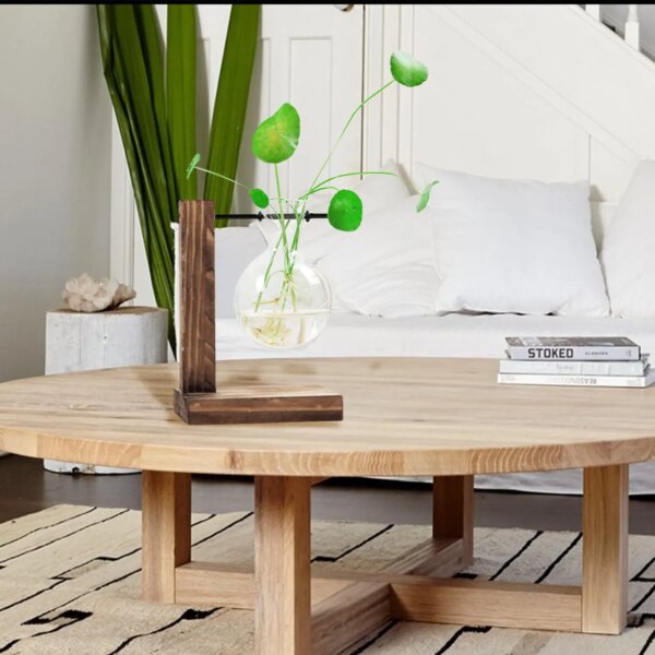 61018-d6pywk.jpg Desktop Glass Planter: Transparent Bulb Vase with Wooden Stand for Hydroponics Plants, Coffee Shop Decor