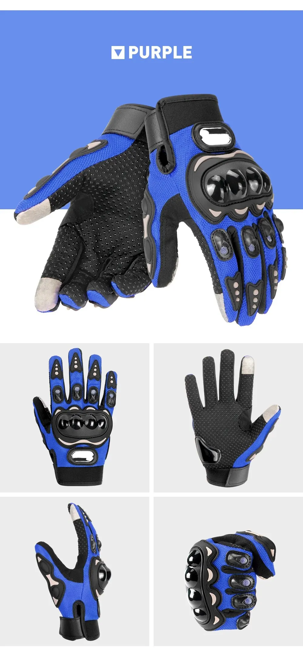 Breathable Full Finger Motorcycle Gloves for Men