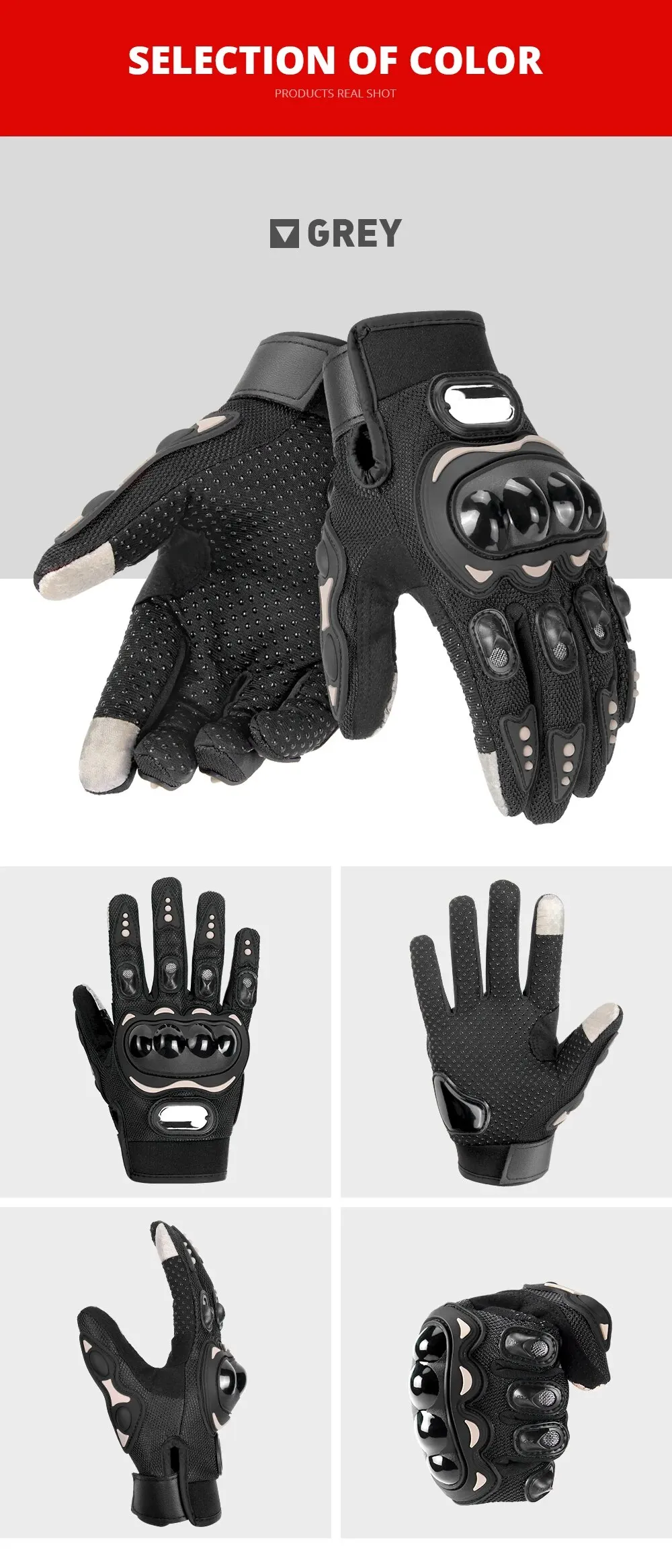 Breathable Full Finger Motorcycle Gloves for Men