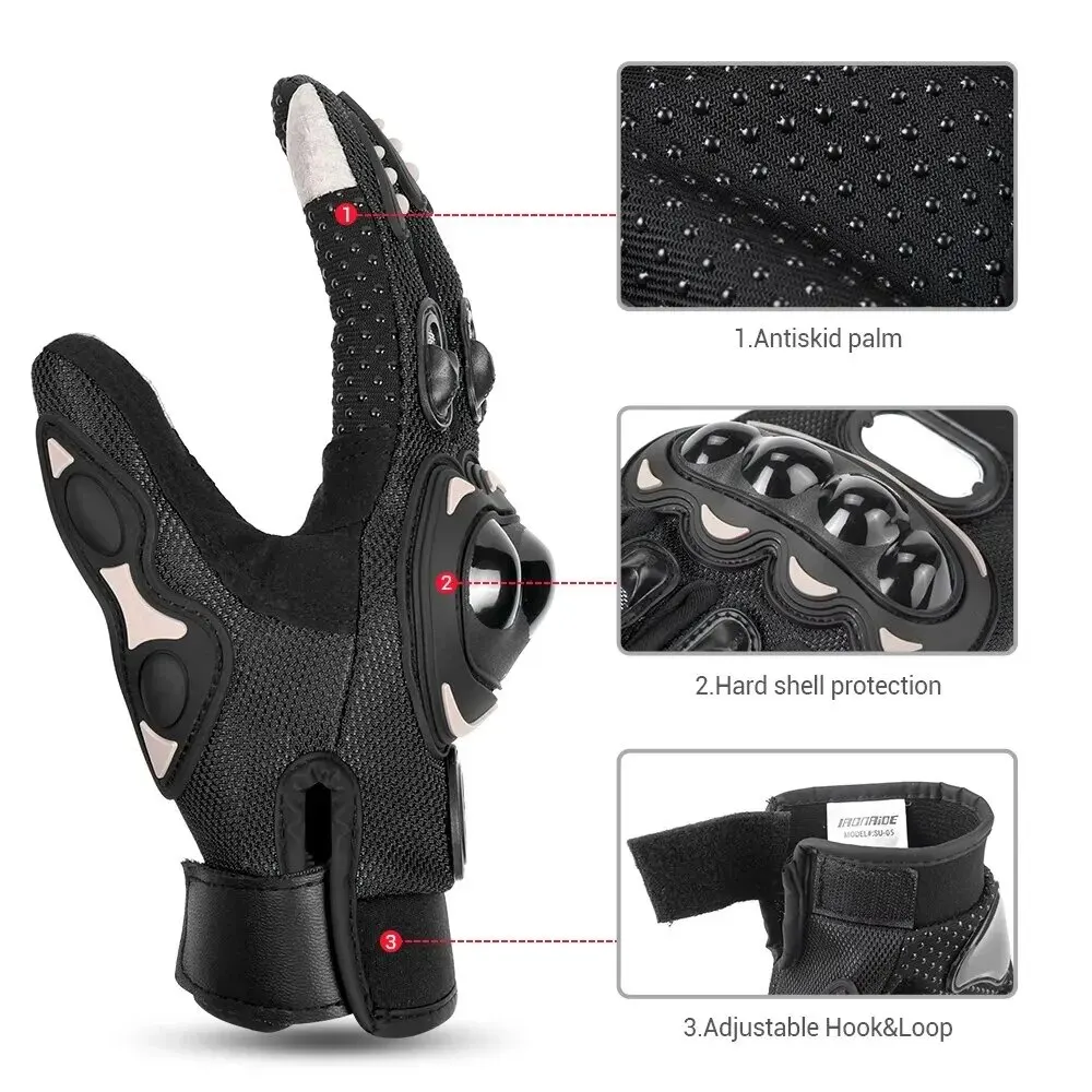 Breathable Full Finger Motorcycle Gloves for Men