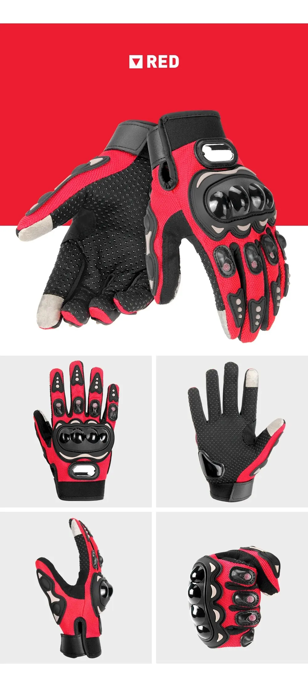 Breathable Full Finger Motorcycle Gloves for Men