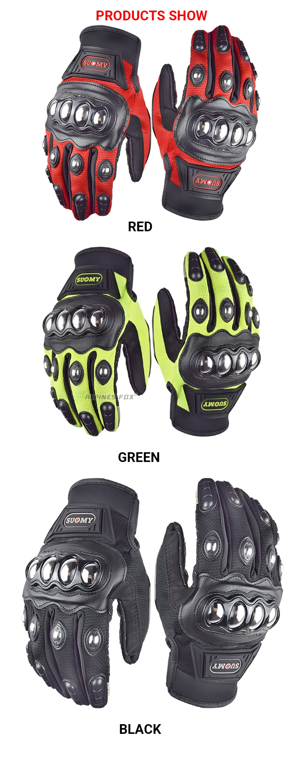 SUOMY Full Finger Racing Motorcycle Gloves, XXL Size