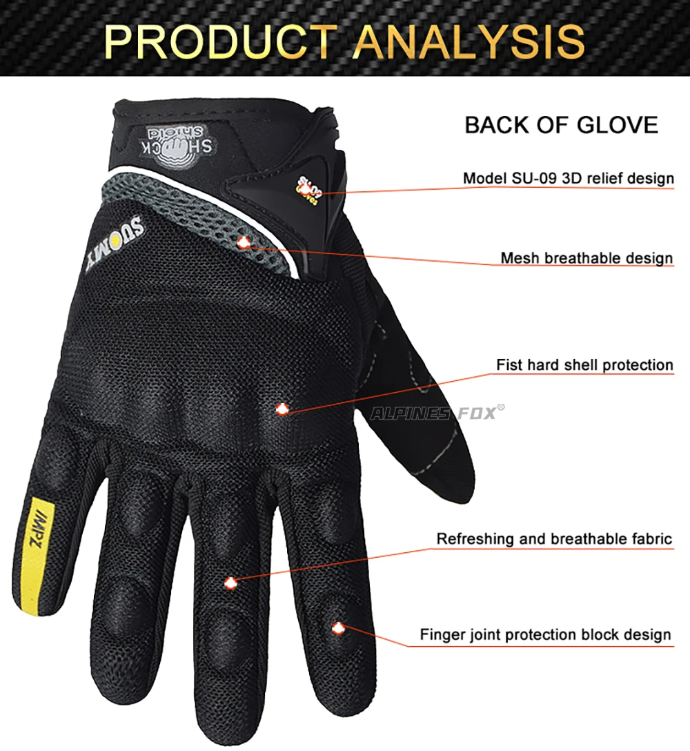 SUOMY Full Finger Racing Motorcycle Gloves, XXL Size