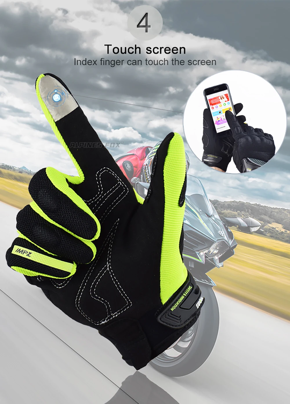 SUOMY Full Finger Racing Motorcycle Gloves, XXL Size