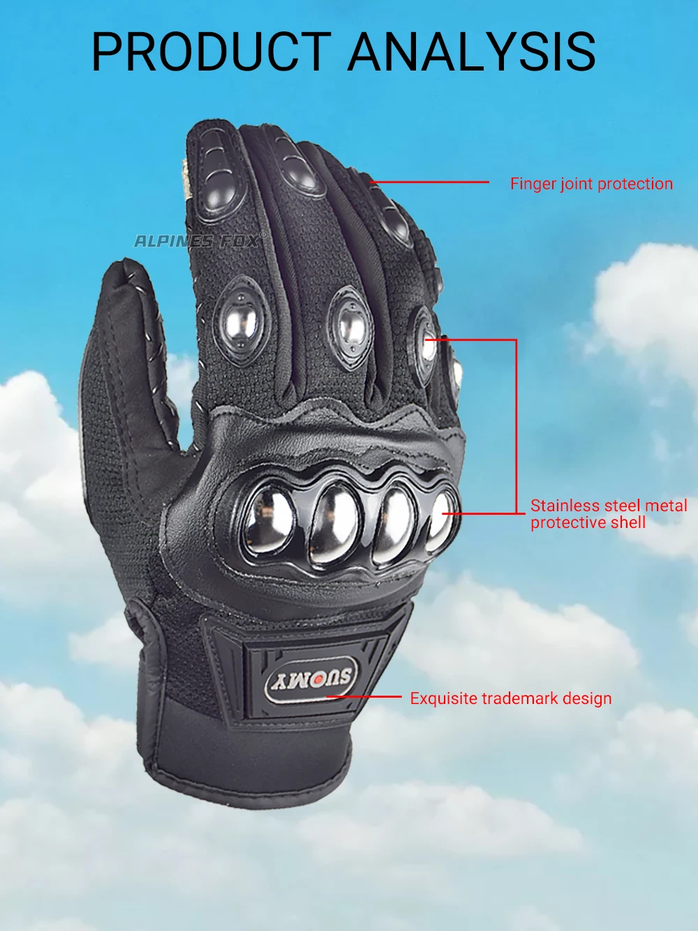 SUOMY Full Finger Racing Motorcycle Gloves, XXL Size