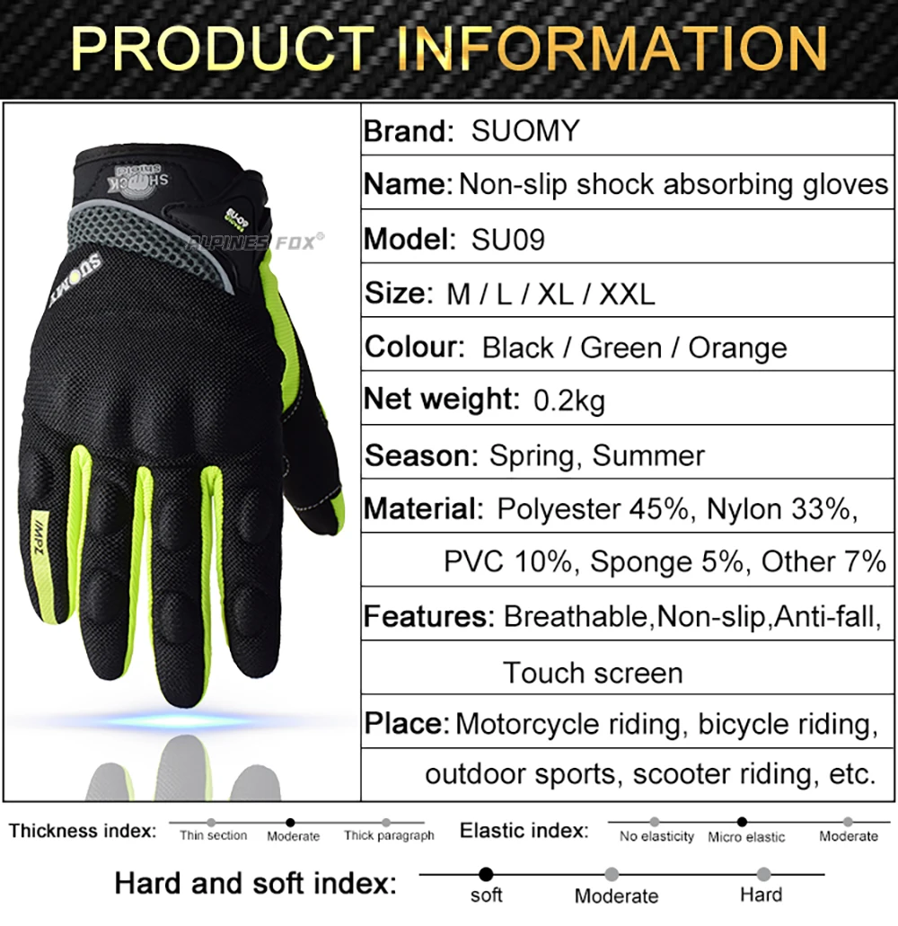 SUOMY Full Finger Racing Motorcycle Gloves, XXL Size