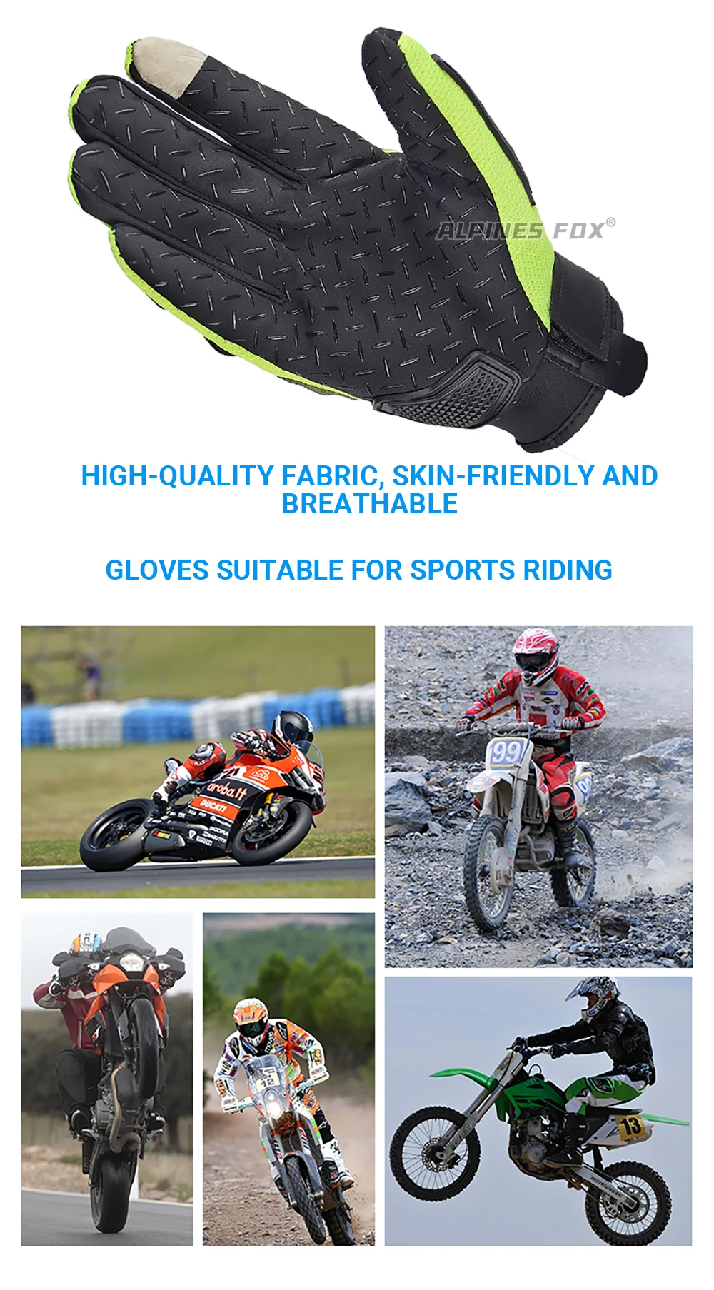 SUOMY Full Finger Racing Motorcycle Gloves, XXL Size