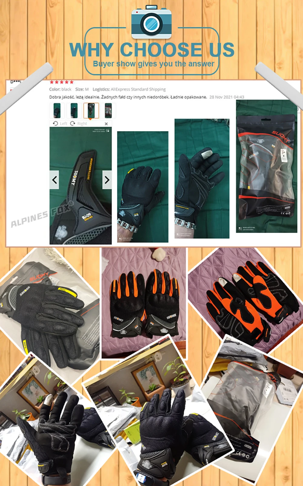 SUOMY Full Finger Racing Motorcycle Gloves, XXL Size