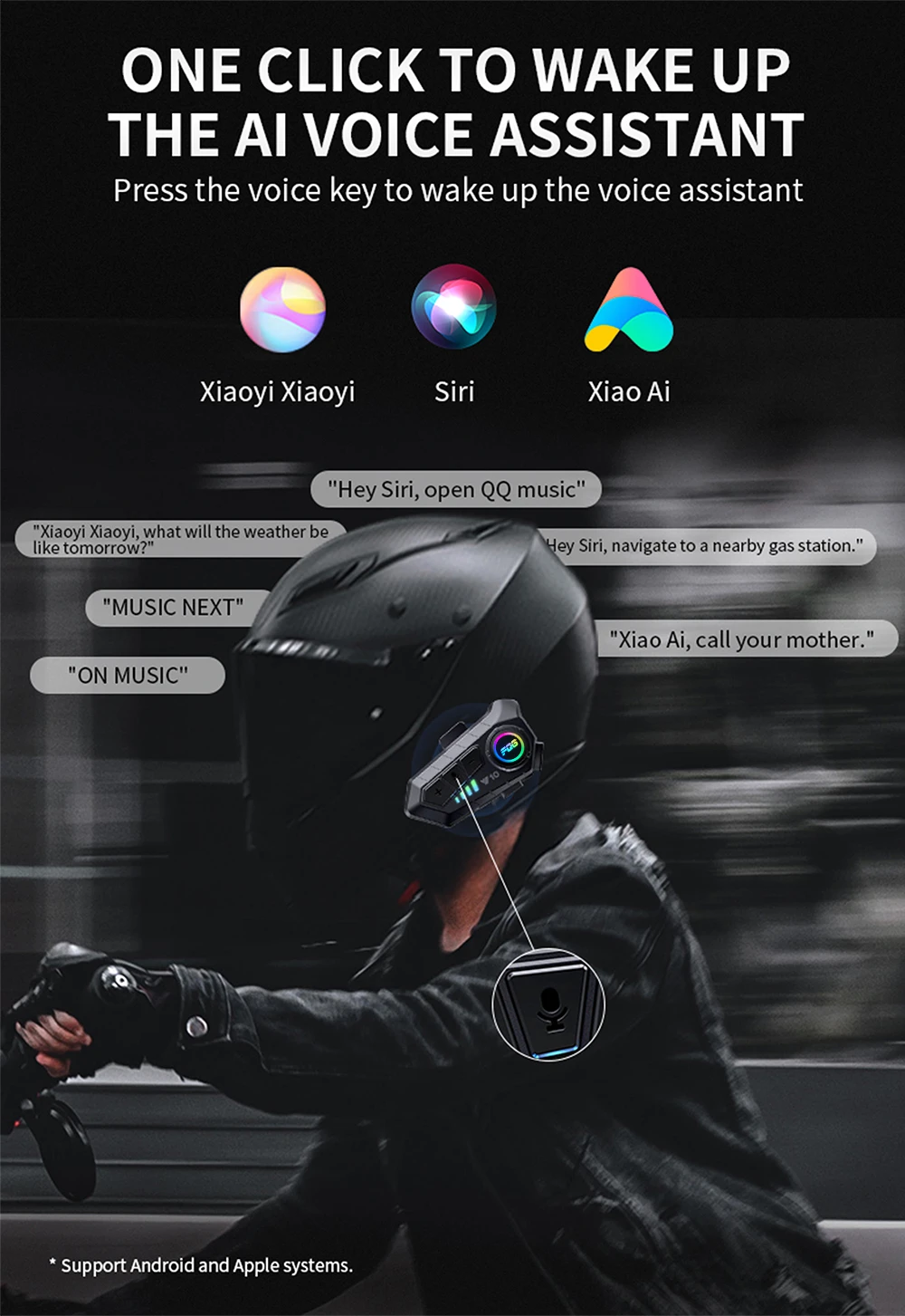 Motorcycle Helmet Headset: Bluetooth 5.3, Hands-free Call, Waterproof, MP3 Music Player