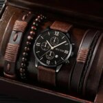 4pcs Set Men's Quartz Watch Set: Business, Fashion, Casual Style