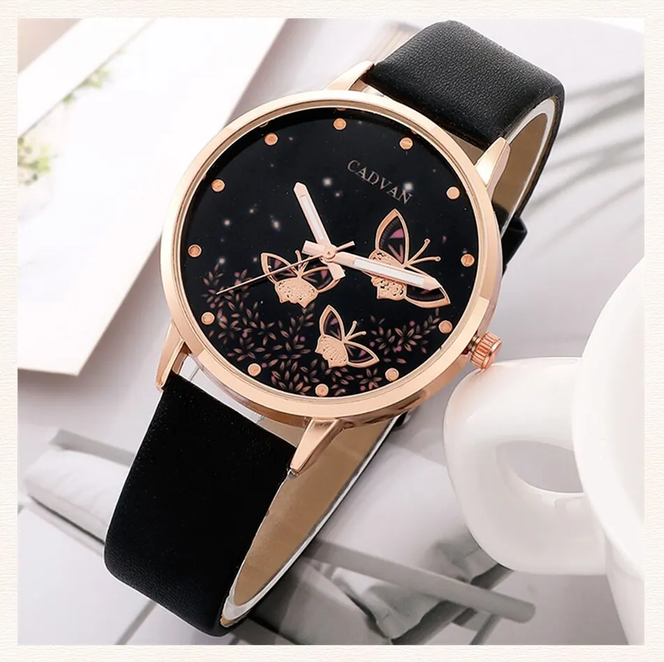 6pcs Gift Set Women's Fashion Butterfly Watch: Analog Wristwatch Bracelet