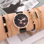 6pcs Gift Set Women's Fashion Butterfly Watch: Analog Wristwatch Bracelet
