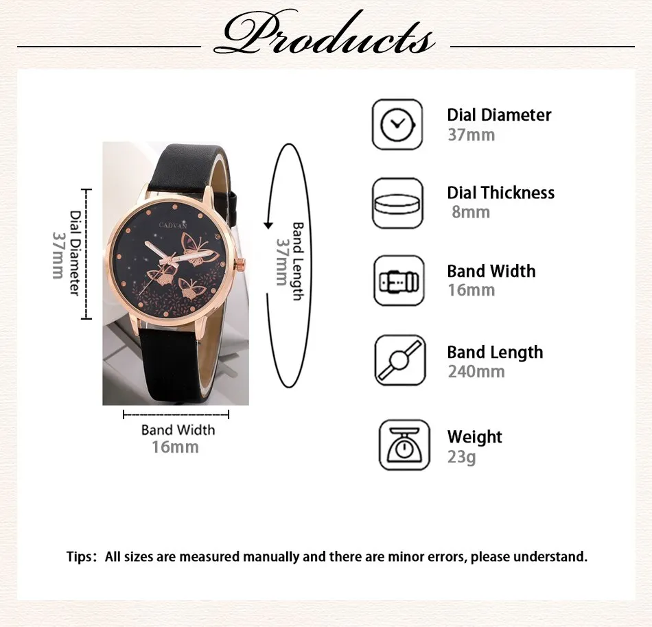 6pcs Gift Set Women's Fashion Butterfly Watch: Analog Wristwatch Bracelet