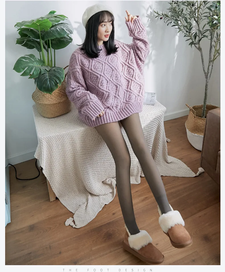 Winter Warm Fleece Tights: Elastic Velvet Pantyhose for Women