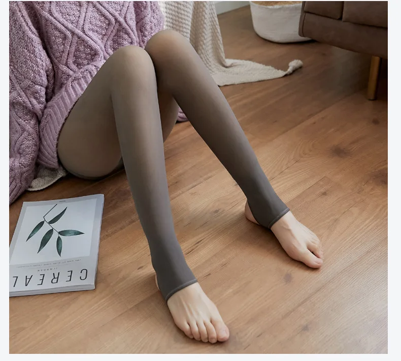 Winter Warm Fleece Tights: Elastic Velvet Pantyhose for Women